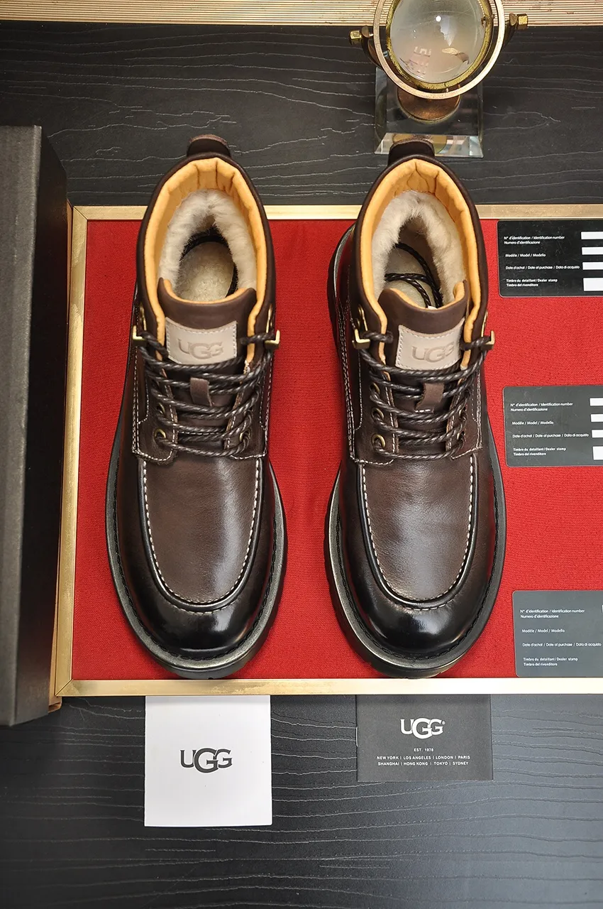 Men's shoes 💰640💶 [UGG] (full wool lining) top-end high-quality fur-in-one warm snow boots from Australia's warm luxury brand men's shoes, UGG-5877 official website synchronized, made of imported cowhide, carefully sewn...Imported rubber foam outsole (comfortable, soft, wear-resistant) The quality is really great...Exquisite workmanship, you can't put it down at first sight, available in sizes 39-44